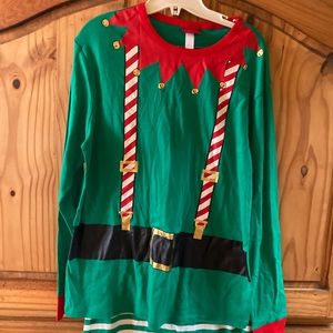 Men Wondershop green red gold elf 2 piece pajamas L - NWT
